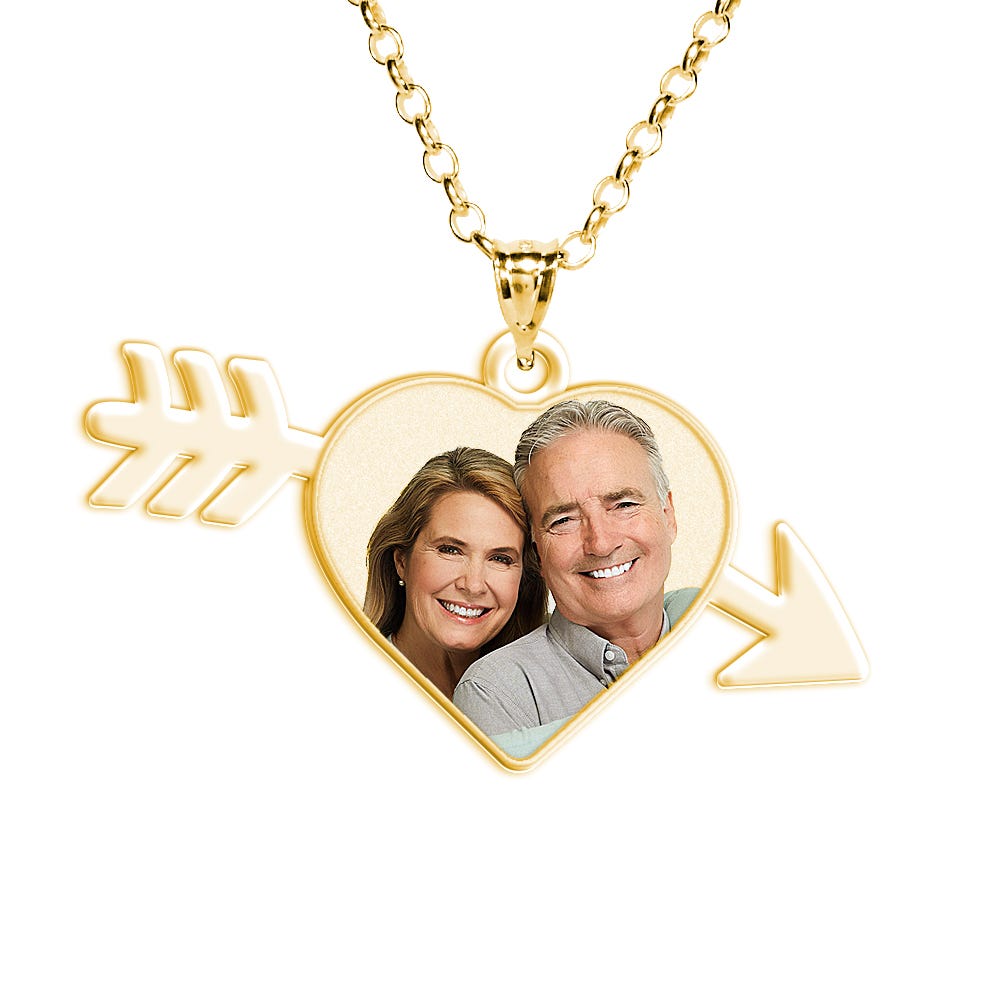 Dripping Heart with Arrow Photo Pendant