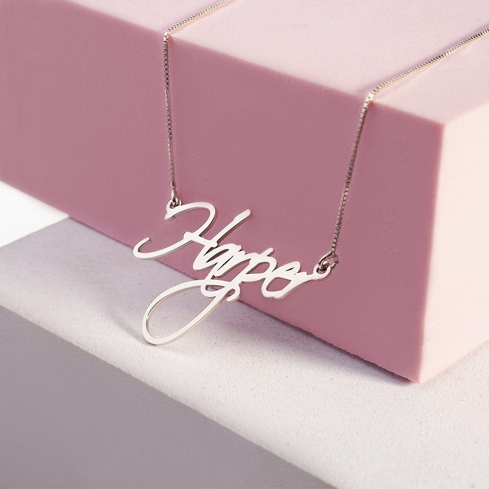 Dainty Script Name Necklace with chain