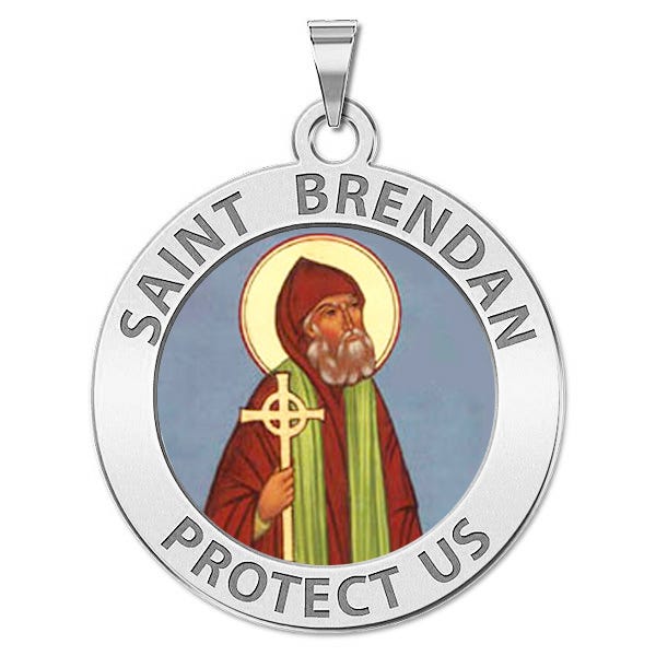 Saint Brendan Round Religious Color Medal - "EXCLUSIVE"