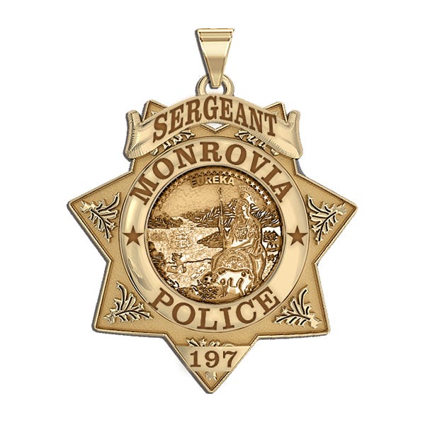 Personalized California 7 Point Star Police Badge with Your Department, Rank and Number