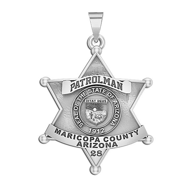 Personalized 6-Point Star Arizona Sheriff Badge with Rank, Number & Dept.