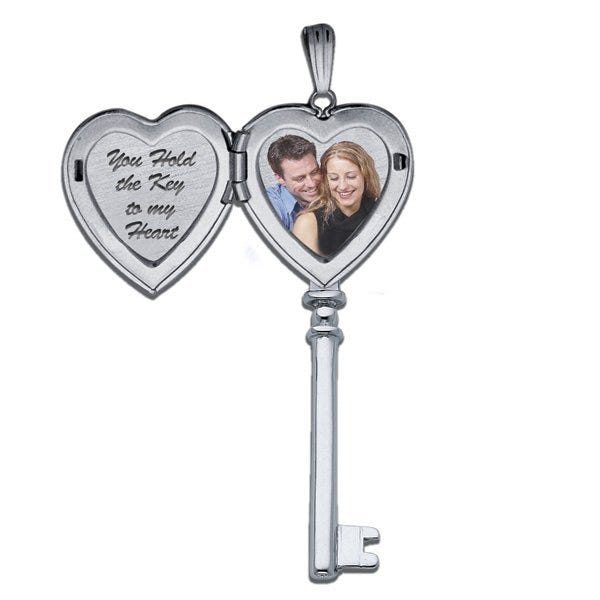 Silver Classic Key Heart Photo Locket