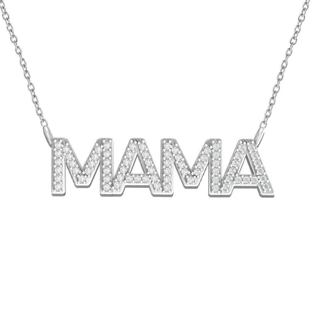 MAMA CZ Name Necklace with 18 Inch Chain Included