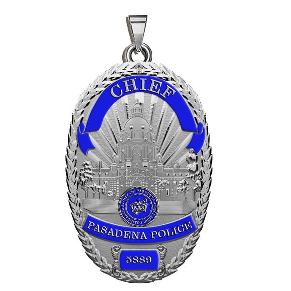 Personalized Pasadena California Sheriff Badge with Rank, Number & Dept.