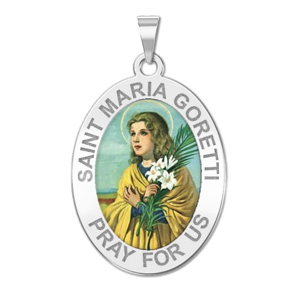 Saint Maria Goretti - Oval Color Religious Medal