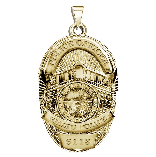 Personalized California Rialto Police Badge with Your Rank and Number