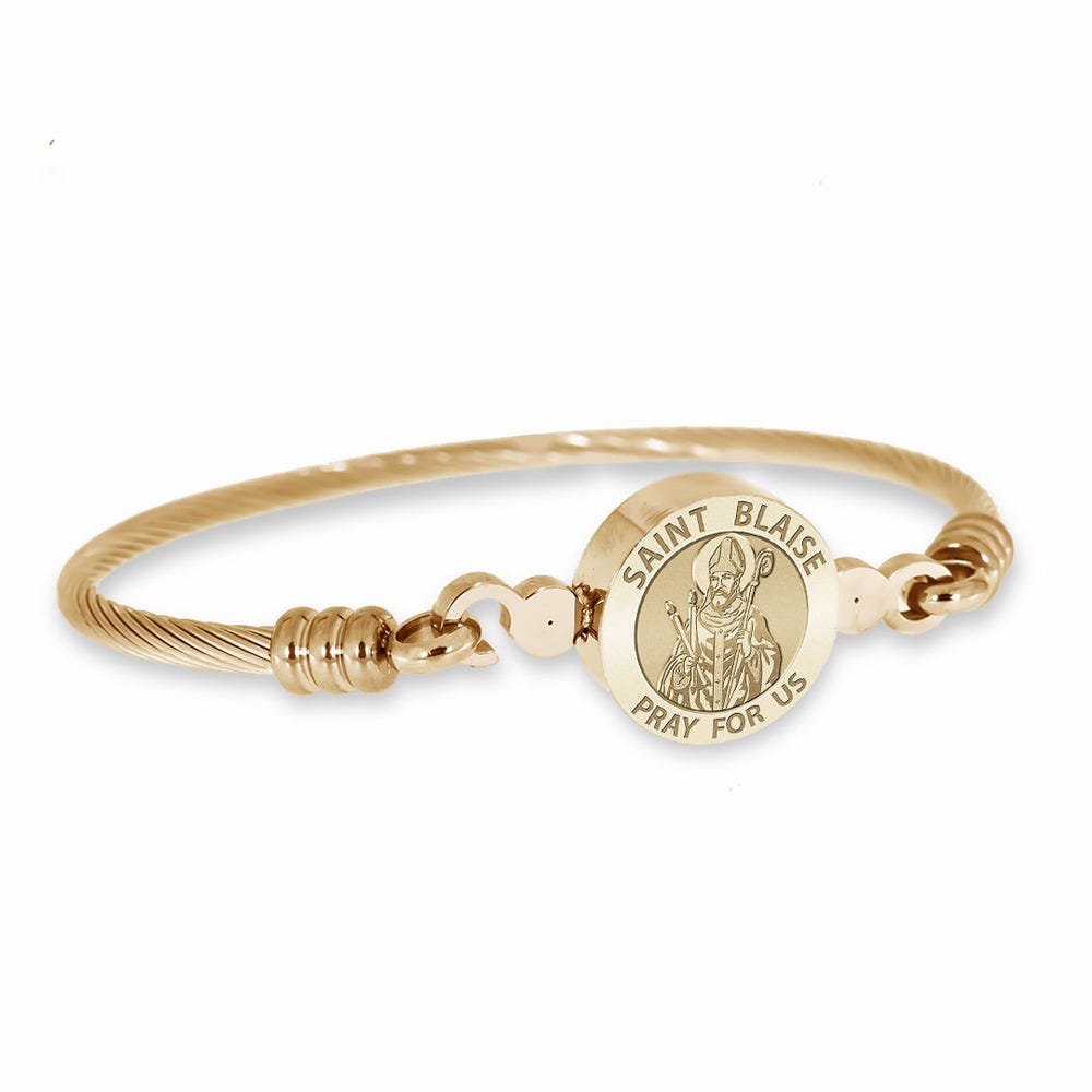 Stainless Steel Saint Blaise Bangle Bracelet