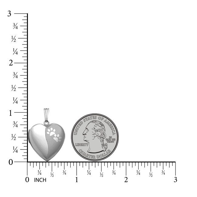 Silver Paw Prints Heart Photo Locket