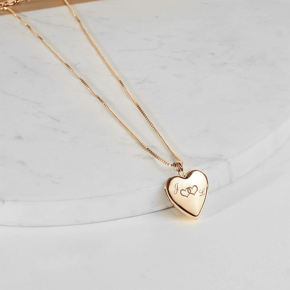 Yellow Gold Together Forever Heart Photo Locket