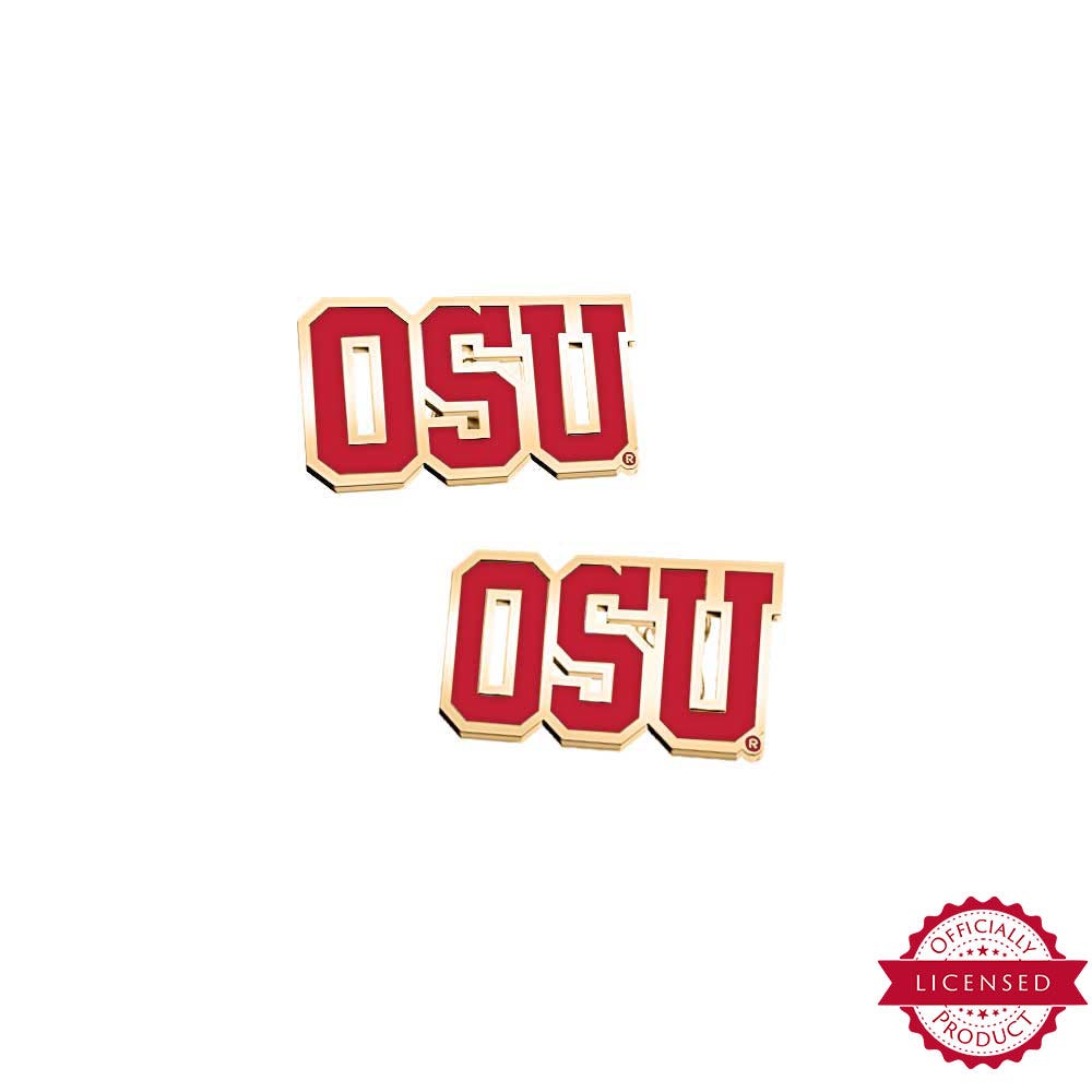Pair Of OSU Color Enamel Earrings