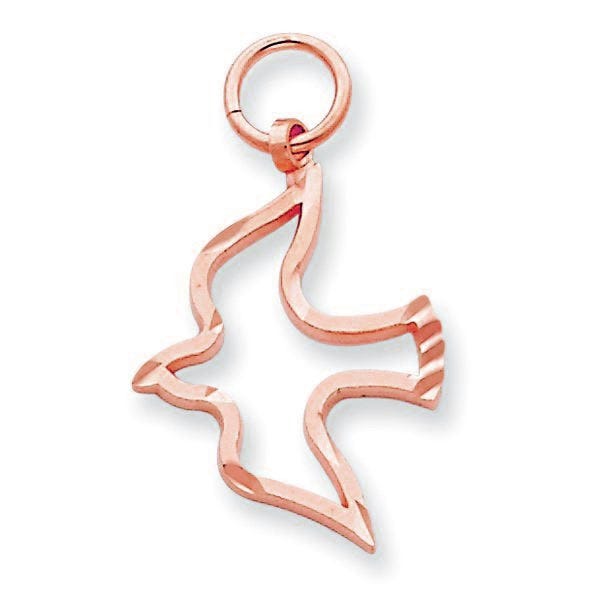 14k Yellow Gold Satin & Diamond -Cut Dove Charm
