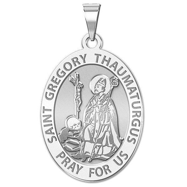 Saint Gregory Thaumaturgus Oval Religious Medal