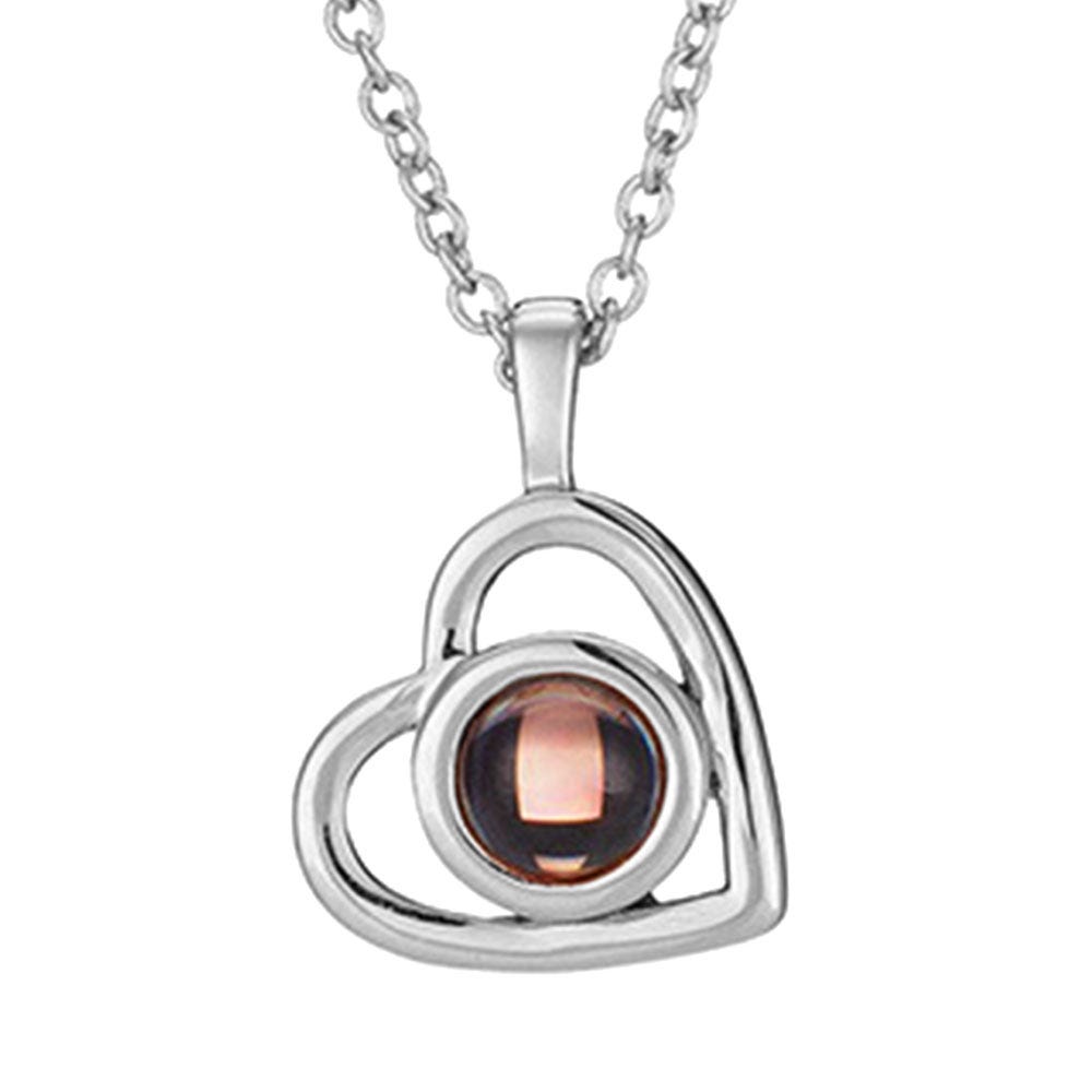 Photo Projection Dangle Heart Necklace & Chain