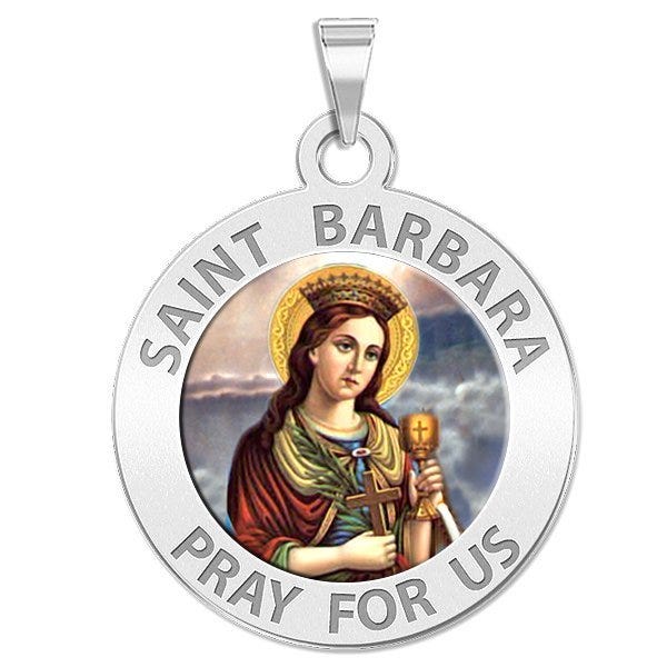 Saint Barbara Round Religious Medal