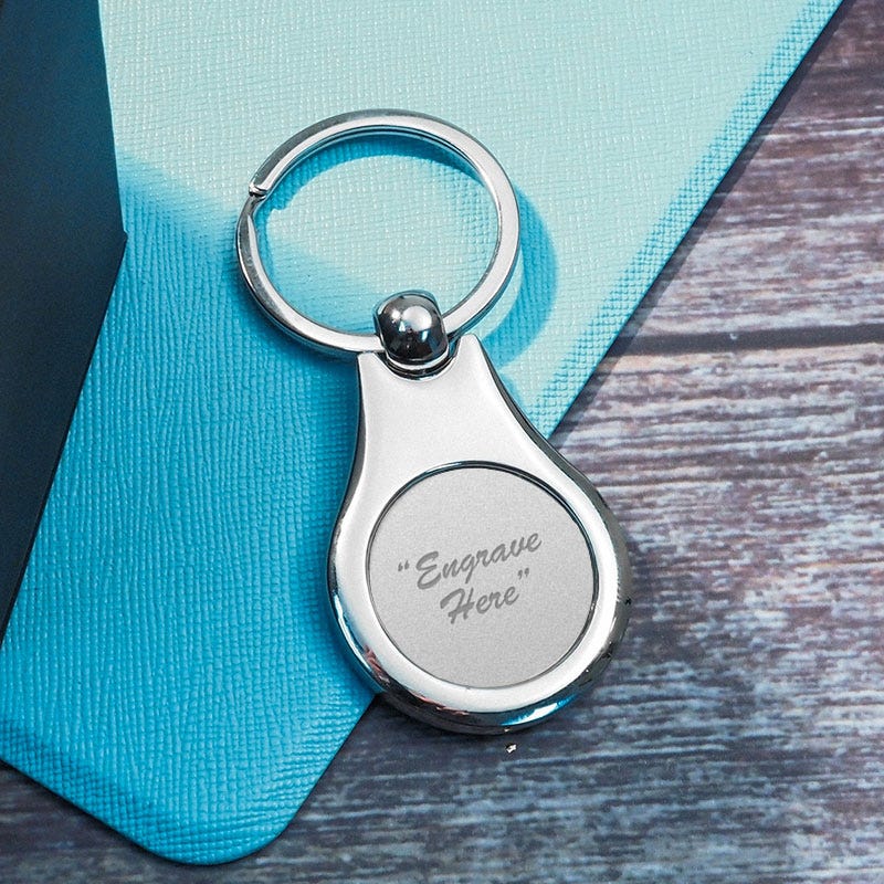 Engravable Stainless Steel Round Keychain