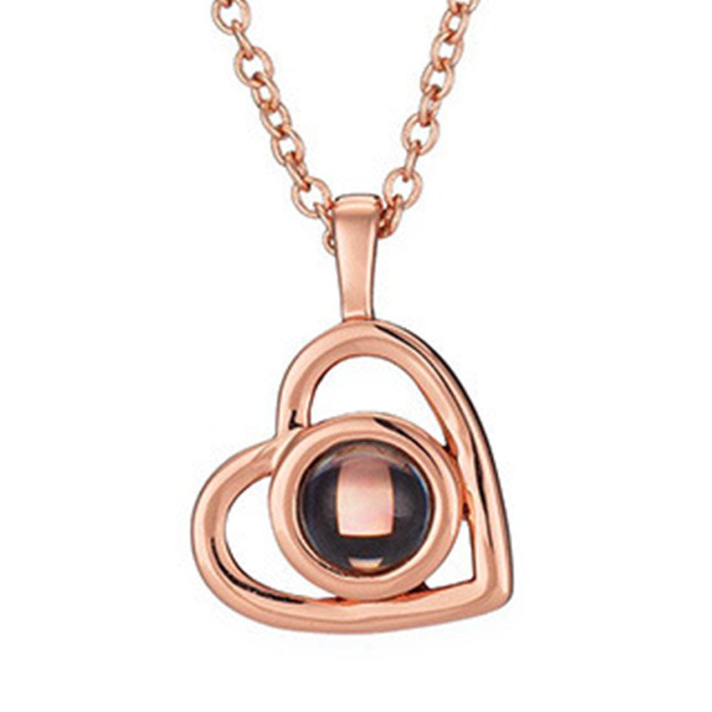 Photo Projection Dangle Heart Necklace & Chain