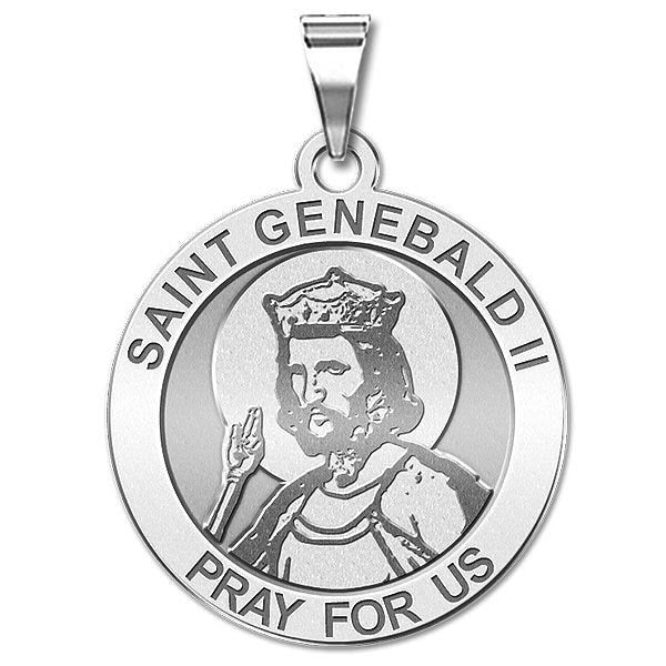 Saint Genebald II Round Religious Medal - "EXCLUSIVE"