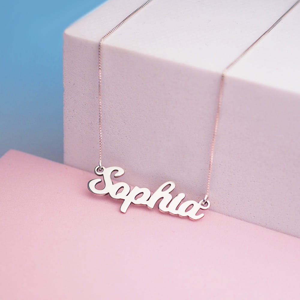 Script Name Necklace with Chain Included