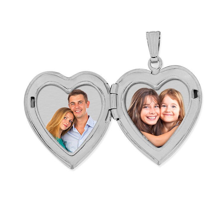 Silver Side Dangle Plain Heart Photo Locket