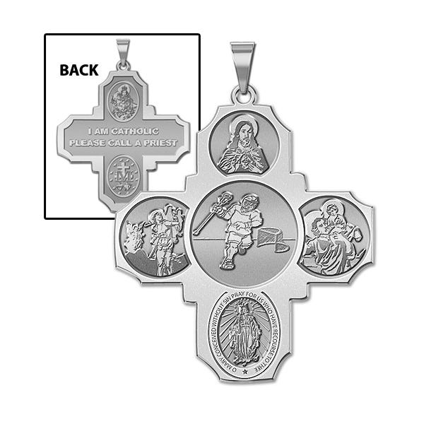 Four Way Cross - Lacrosse Religious Medal  "EXCLUSIVE"