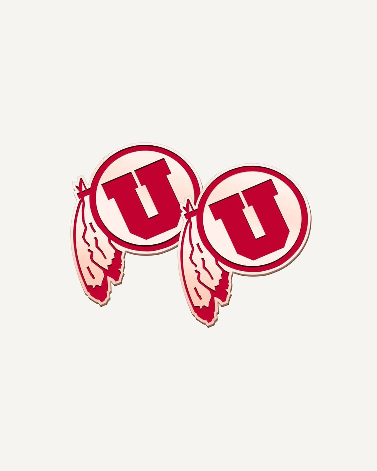 Pair of University of Utah Color Enamel Feathered U Cuff Links