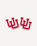 Pair of University of Utah Color Enamel Intertwined U Cuff Links