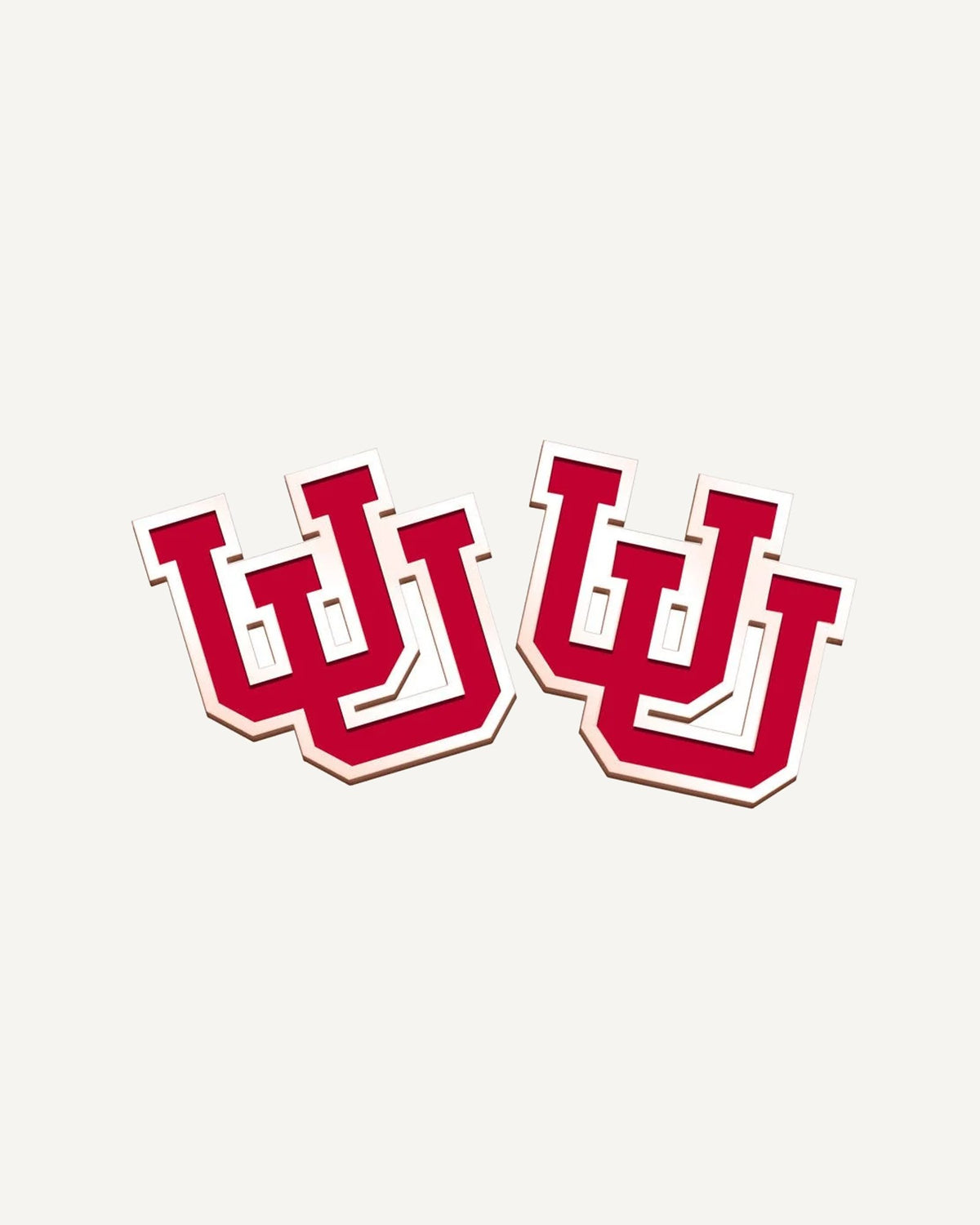 Pair of University of Utah Color Enamel Intertwined U Cuff Links