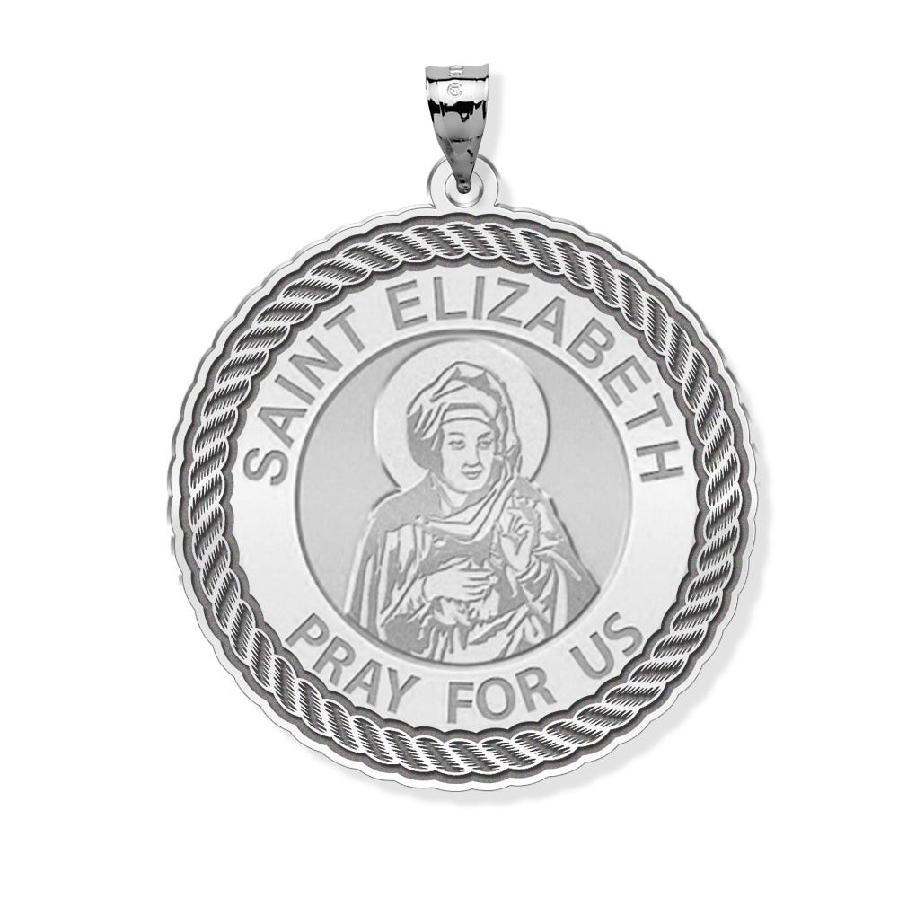 Saint Elizabeth (Mary's Cousin) Round Rope Border Religious Medal