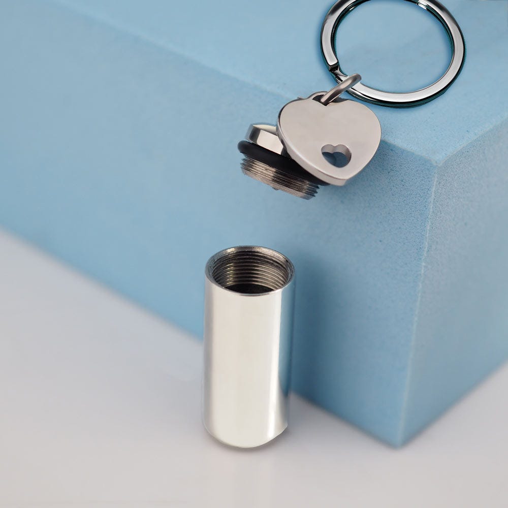 Cylinder Shaped Cremation and Ash Vessel Keychain