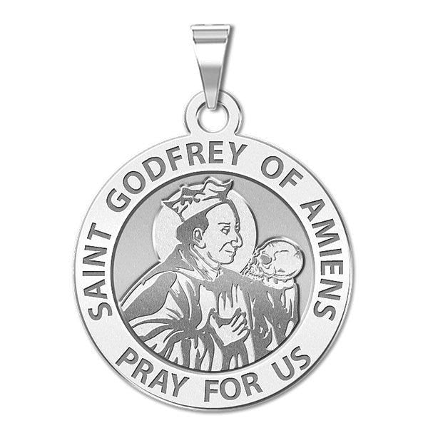 Saint Godfrey of Amiens Round Religious Medal "EXCLUSIVE"
