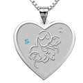 Mother with Two Sons - Heart Pendant with Birthstones