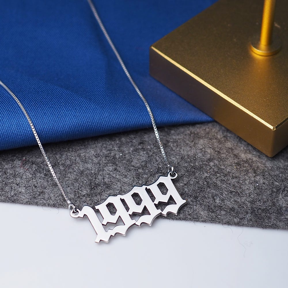 Old English Date Necklace with Chain Included