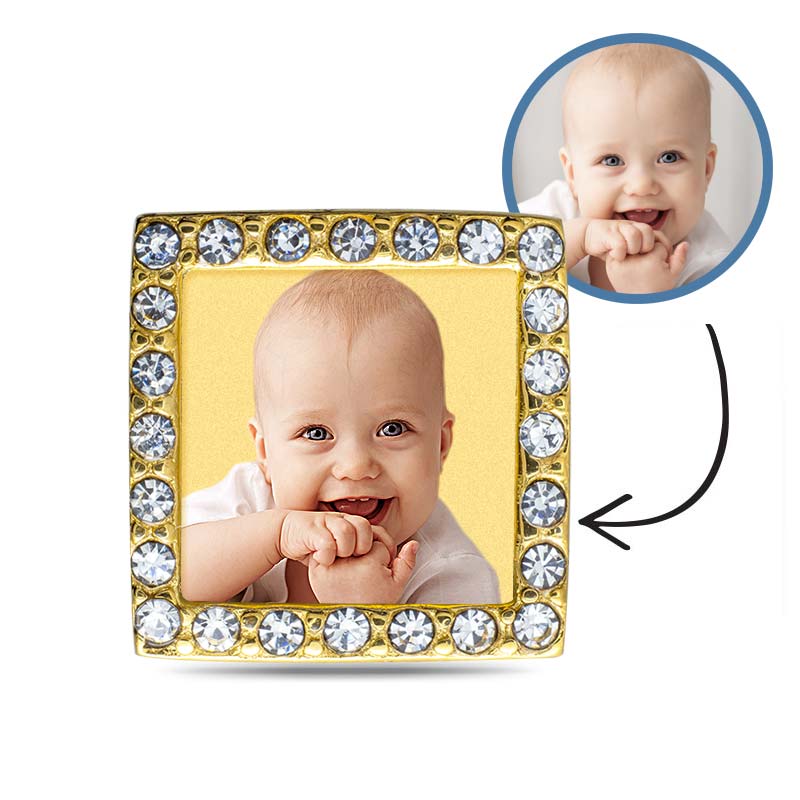 Additional Photo Engraved CZ Square Charm