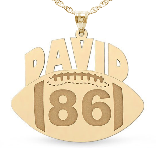 Custom Football Charm or Pendant w/ Name & Number