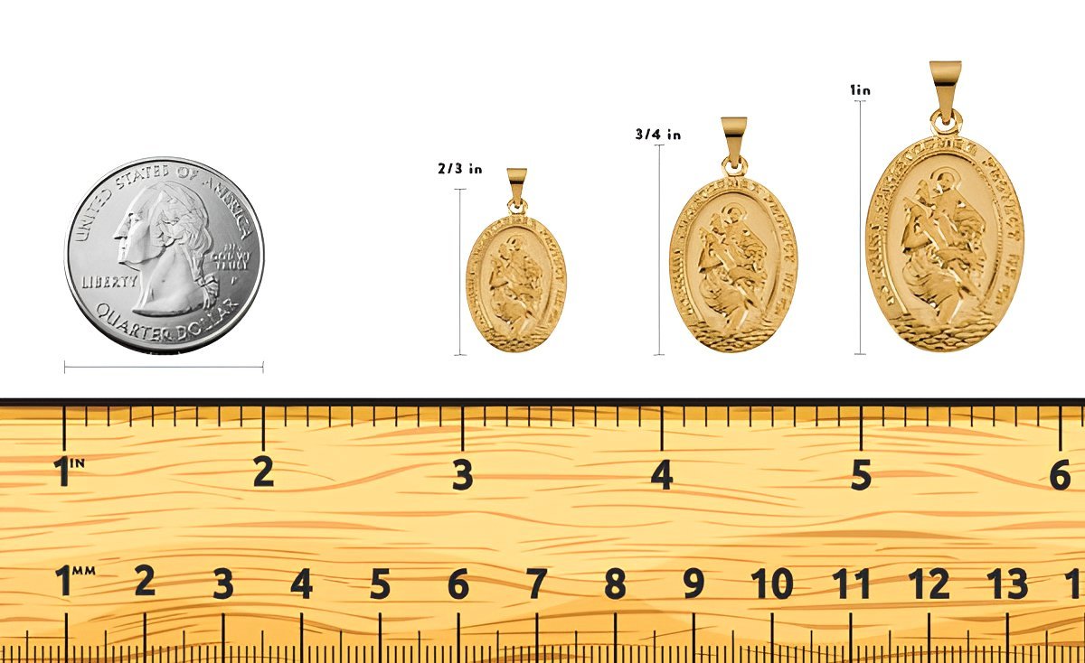 14K Gold Saint Christopher Religious Medal