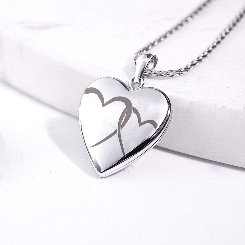 Silver "Interlocking Hearts" Heart Photo Locket