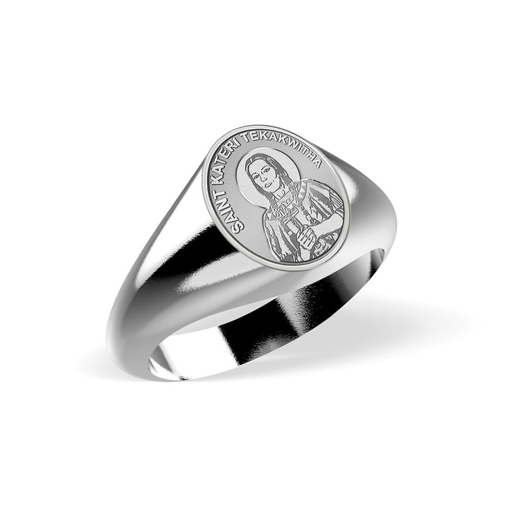 Saint Kateri Tekakwitha Signet Ring "EXCLUSIVE"