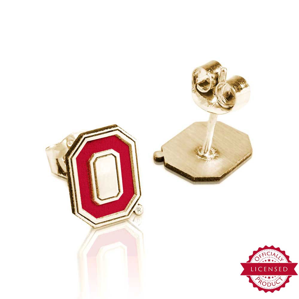 Pair Of Color Enamel Ohio State O Logo Earrings