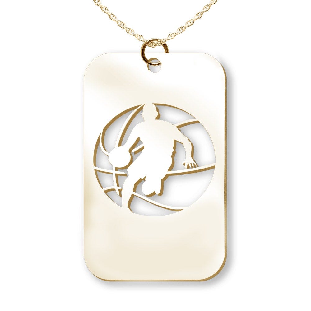 Basketball Player Cut-out Rectangle Pendant