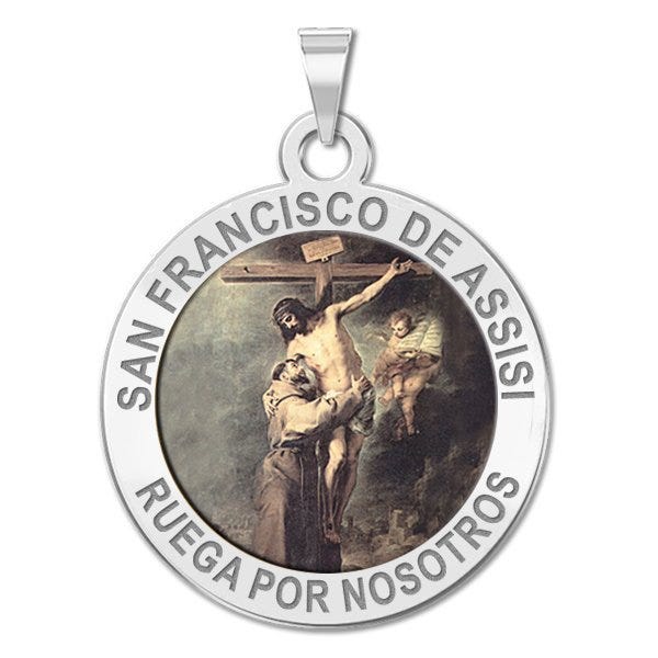 San Francisco de Assisi Round Religious Color Medal "EXCLUSIVE"