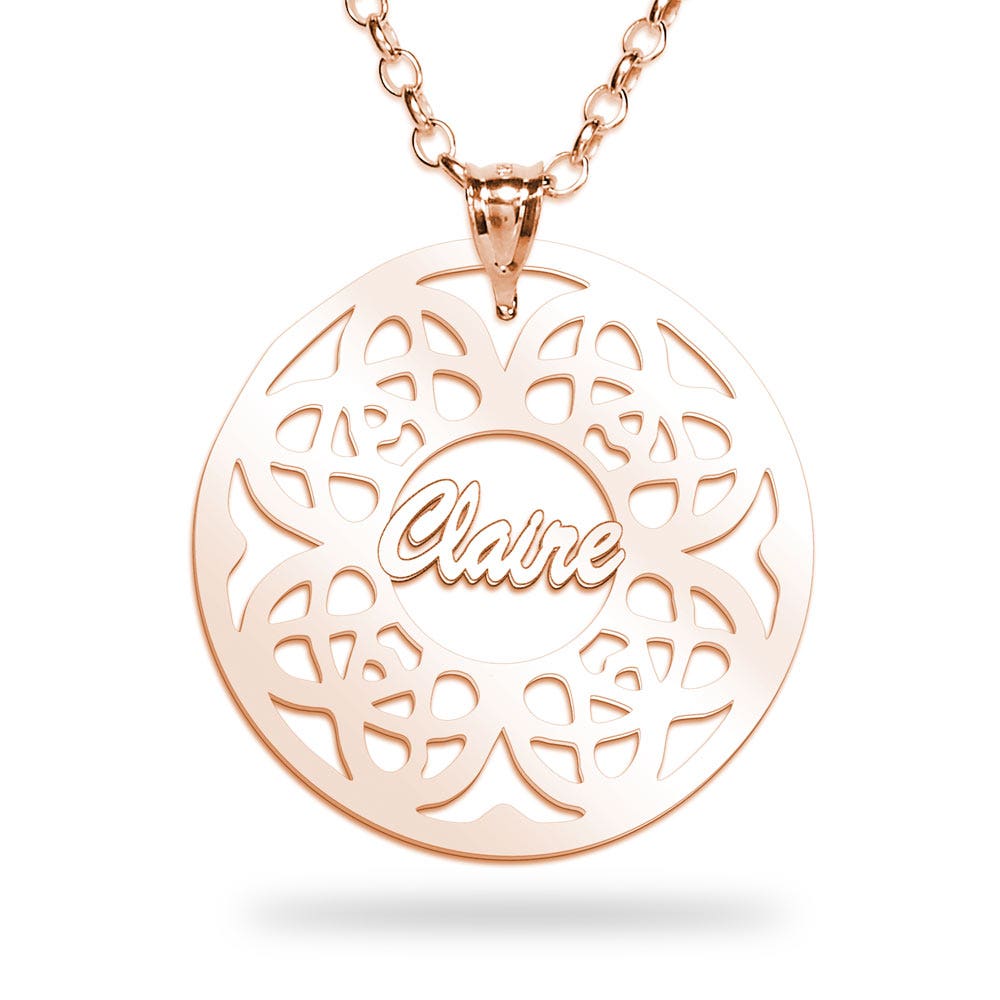 Modern Script Floral Name Pendant
