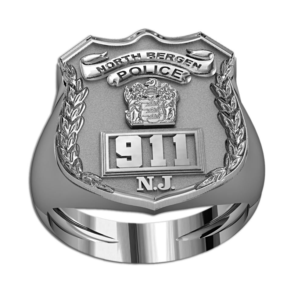 Personalized New Jersey Police Badge Ring with Number & Department