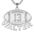 Custom Football Charm or Pendant w/ Name & Number and 2 CZs