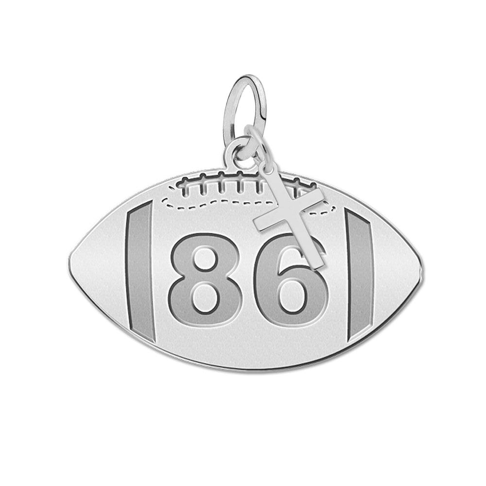 Custom Football Pendant with Number & Cross Charm