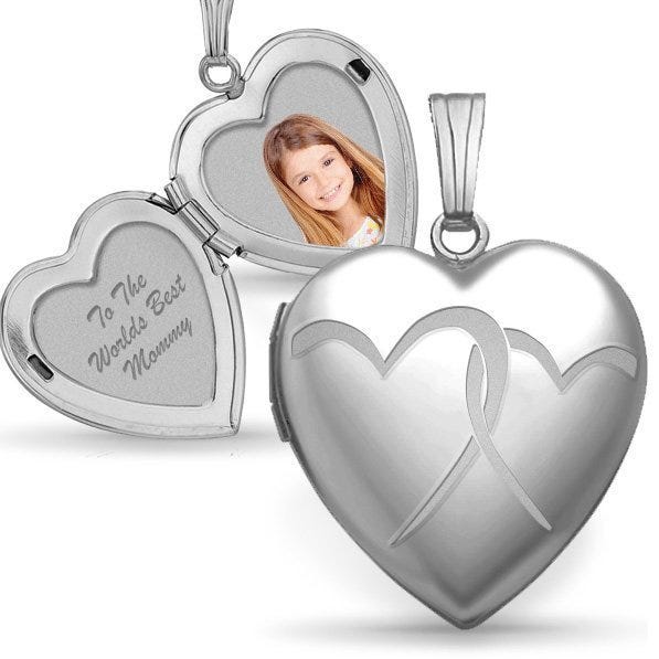 Silver "Interlocking Hearts" Heart Photo Locket