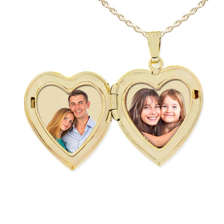 Solid 14K Yellow Gold Small Heart Photo Locket