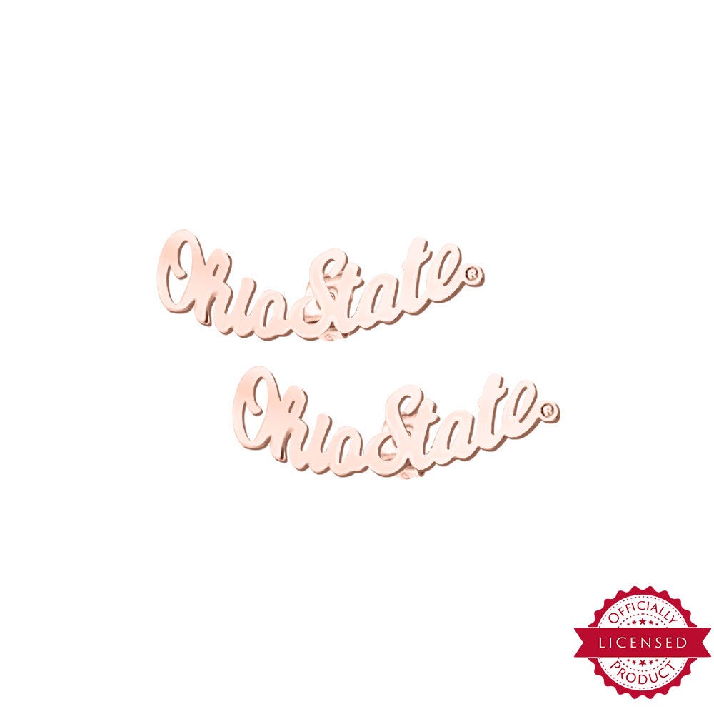 Pair Of Ohio State Script Earrings