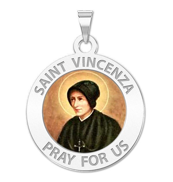 Saint Vincenza Round Religious Medal Color