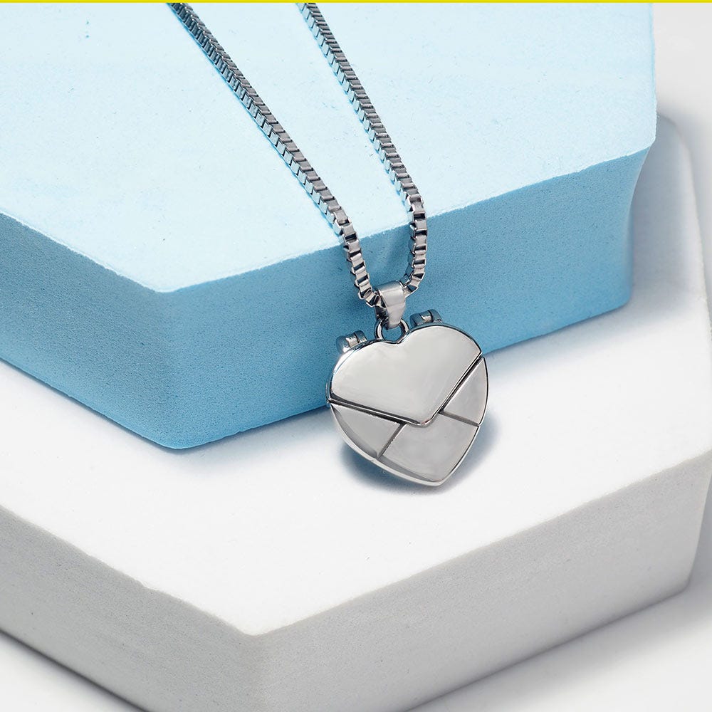 Stainless Steel Envelope Heart Photo Locket