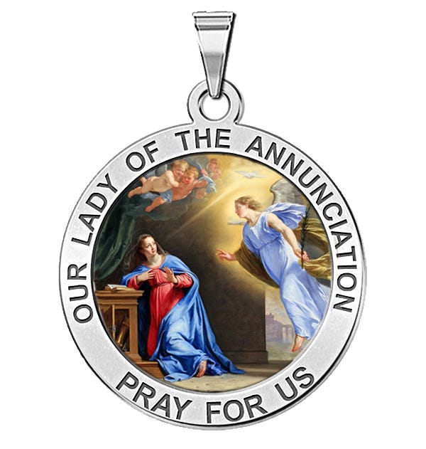 Our Lady of the Annunciation Religious Medal Color